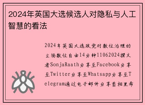 2024年英国大选候选人对隐私与人工智慧的看法 
